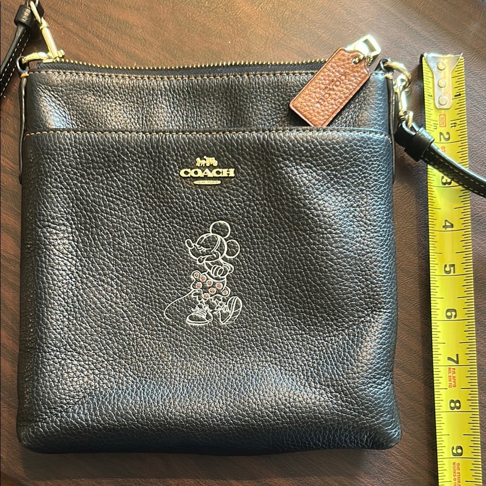 Disney Coach Minnie  Black Crossbody Bag with Gold Accents